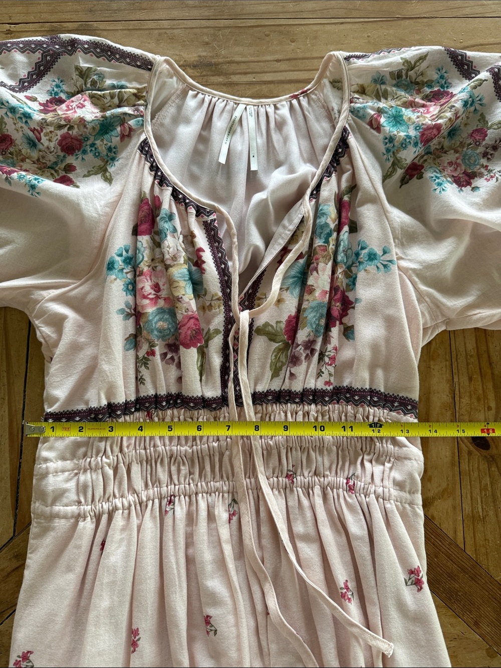 Anthropologie Somerset Floral Maxi Dress pale Pink puff Sleeve cottagecore - Picture 7 of 8